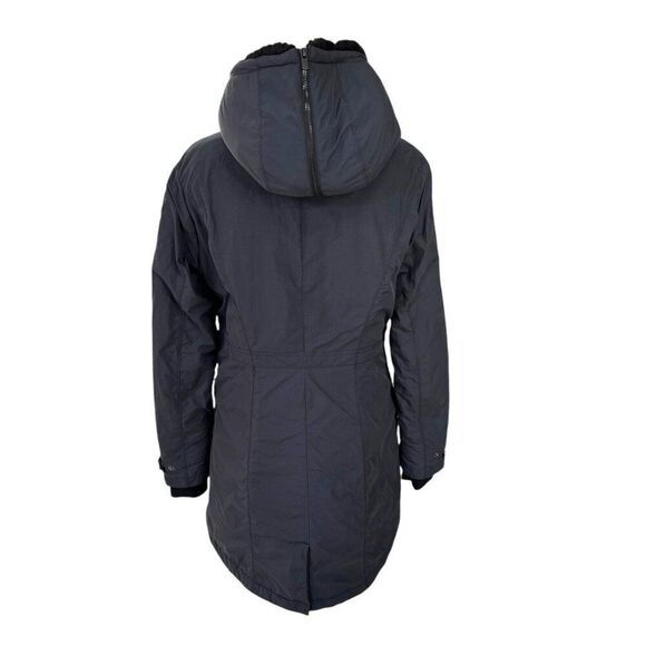 Athleta District Primaloft Faux Fur Hood Jacket Grey Black Size Small - Picture 8 of 15